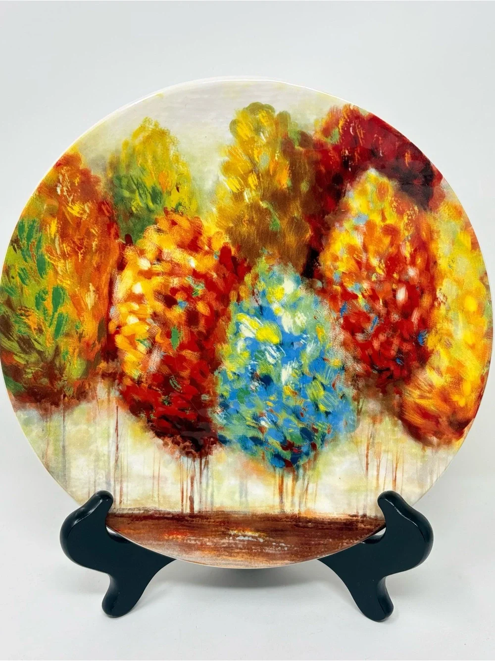 3pc Pier 1 Imports Ironstone Salad Plate 8.75” Maple Grove Birch Forest Feather